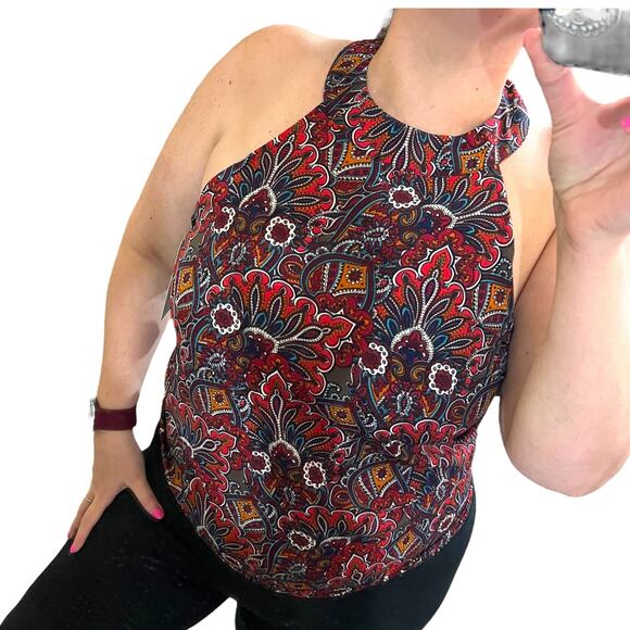 Pixley (S) Ivonne Halter Top - Stitch Fix Open Back Sleeveless Floral Blouse - Picture 7 of 12